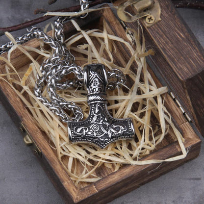 Viking Necklace Jewelry Pendant for Men - Thor Hammer Necklace