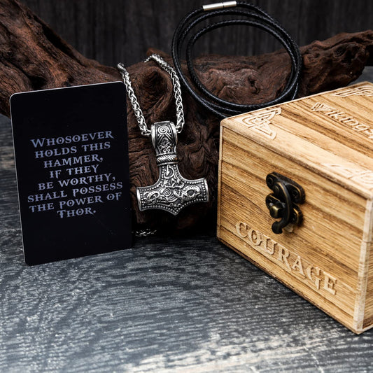 Viking Necklace Jewelry Pendant for Men - Thor Hammer Necklace