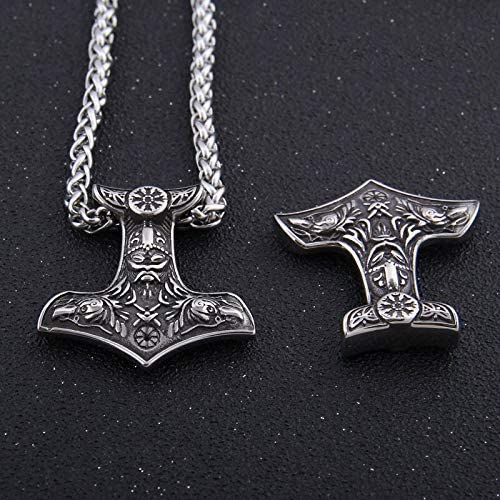 Wikinger-Amulett-Halskette mit Thors Hammer im Vintage-Look für Herren – Ansicht 4