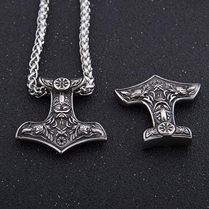 Wikinger-Amulett-Halskette mit Thors Hammer im Vintage-Look für Herren – Ansicht 4