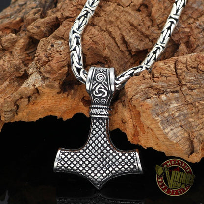 Viking Necklace with 925 Sterling Silver Round Chain and Mjolnir - VikingsBrand