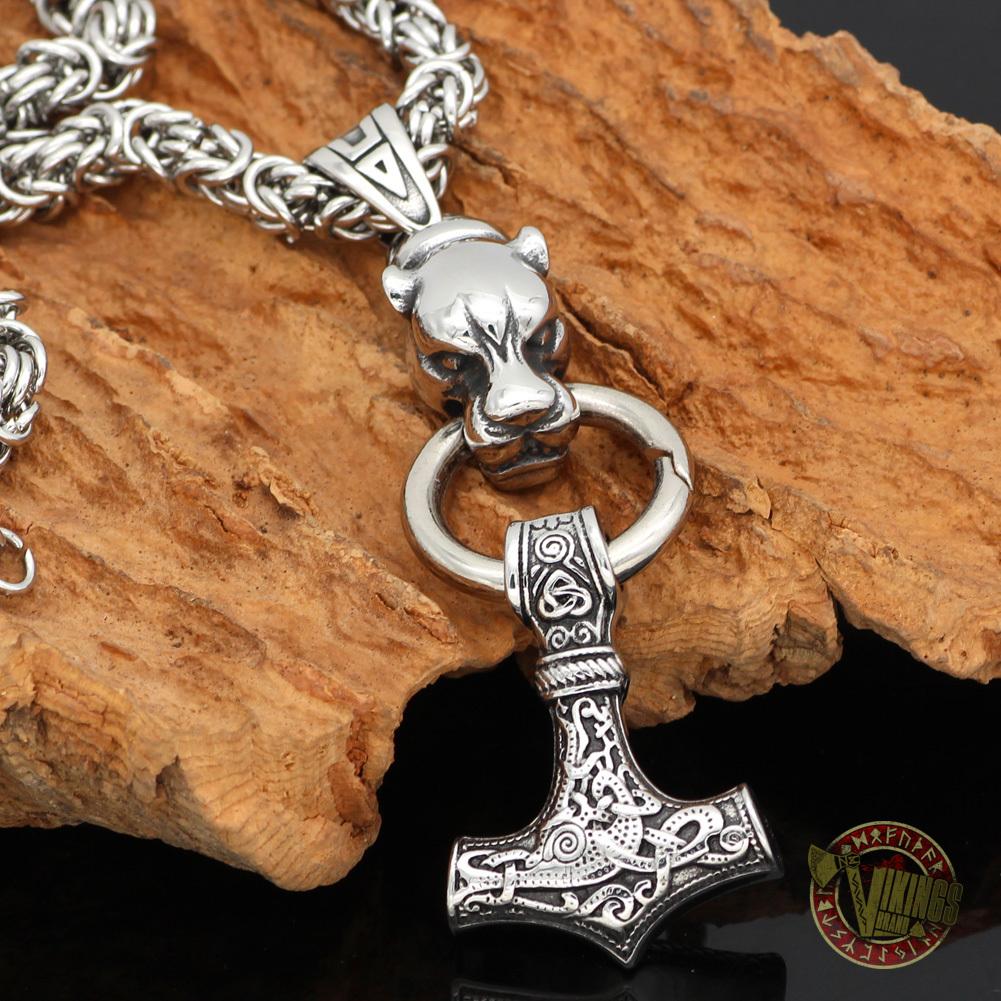 Viking Necklace with HUGE Wolf Head - VikingsBrand
