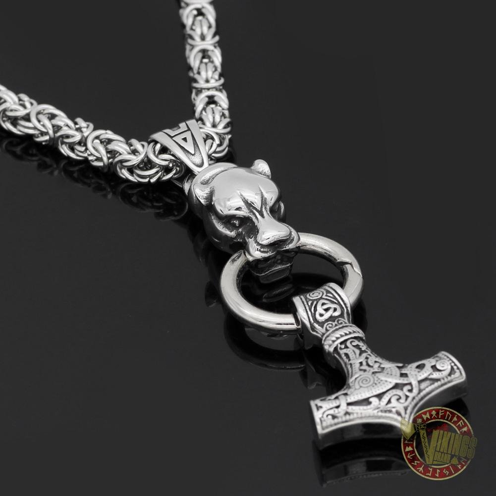 Viking Necklace with HUGE Wolf Head - VikingsBrand