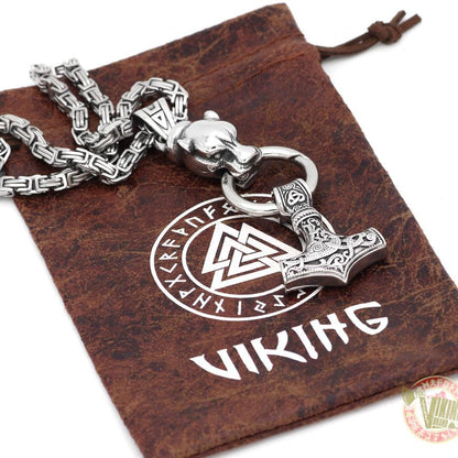 Viking Necklace with HUGE Wolf Head - VikingsBrand