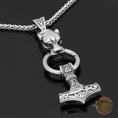 Viking Necklace with HUGE Wolf Head - VikingsBrand