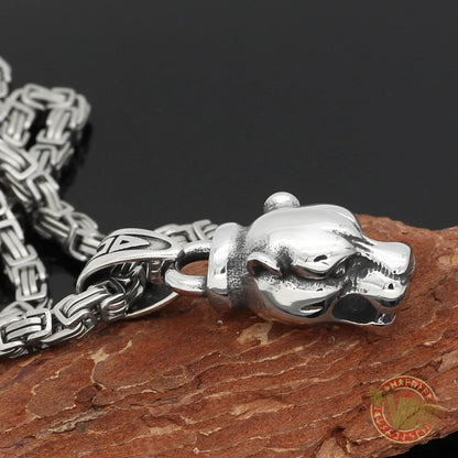 Viking Necklace with HUGE Wolf Head - VikingsBrand
