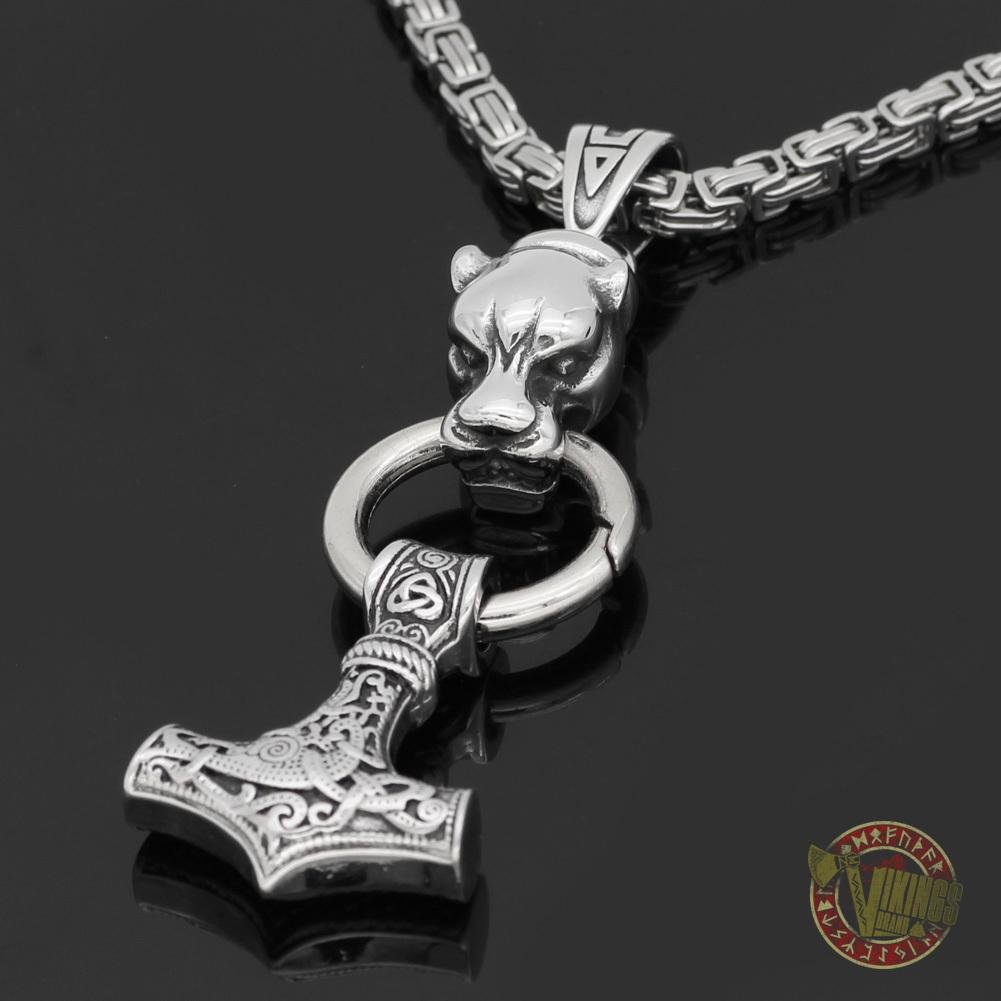 Viking Necklace with HUGE Wolf Head - VikingsBrand