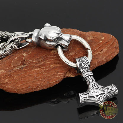 Viking Necklace with HUGE Wolf Head - VikingsBrand