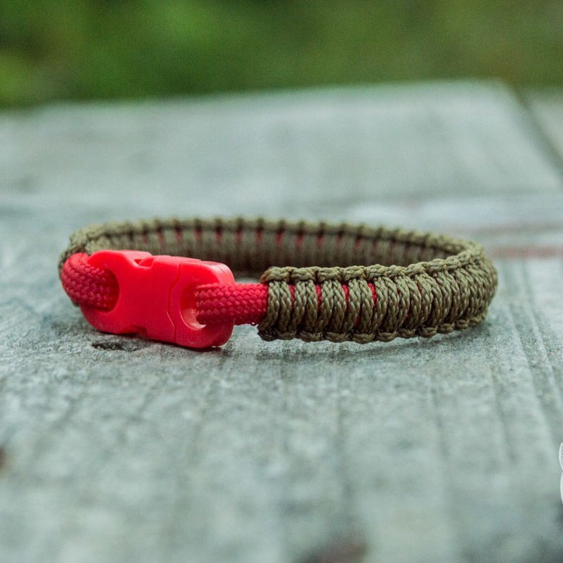Viking Olive with Red Survival Small Paracord Bracelet - VikingsBrand