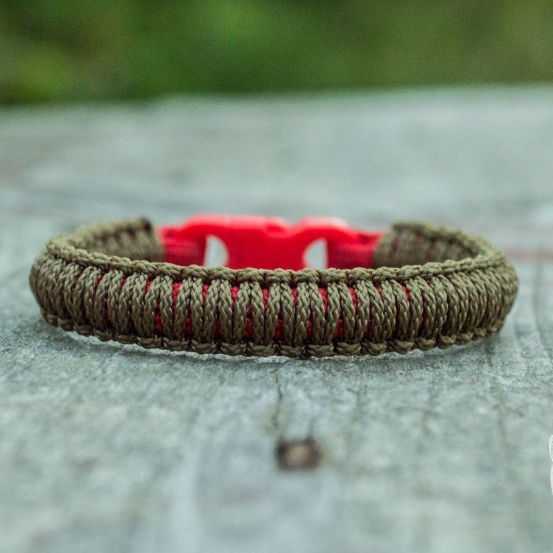 Viking Olive with Red Survival Small Paracord Bracelet - VikingsBrand
