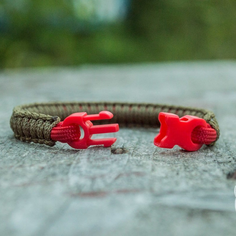Viking Olive with Red Survival Small Paracord Bracelet - VikingsBrand