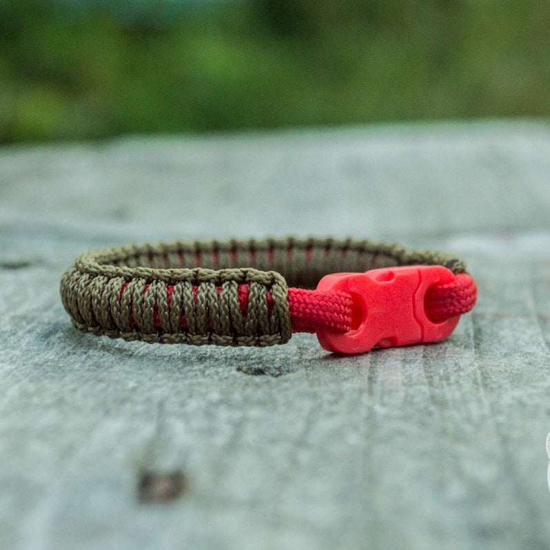 Viking Olive with Red Survival Small Paracord Bracelet - VikingsBrand