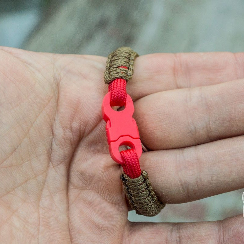 Viking Olive with Red Survival Small Paracord Bracelet - VikingsBrand
