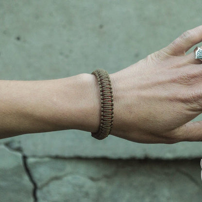 Viking Olive with Red Survival Small Paracord Bracelet - VikingsBrand