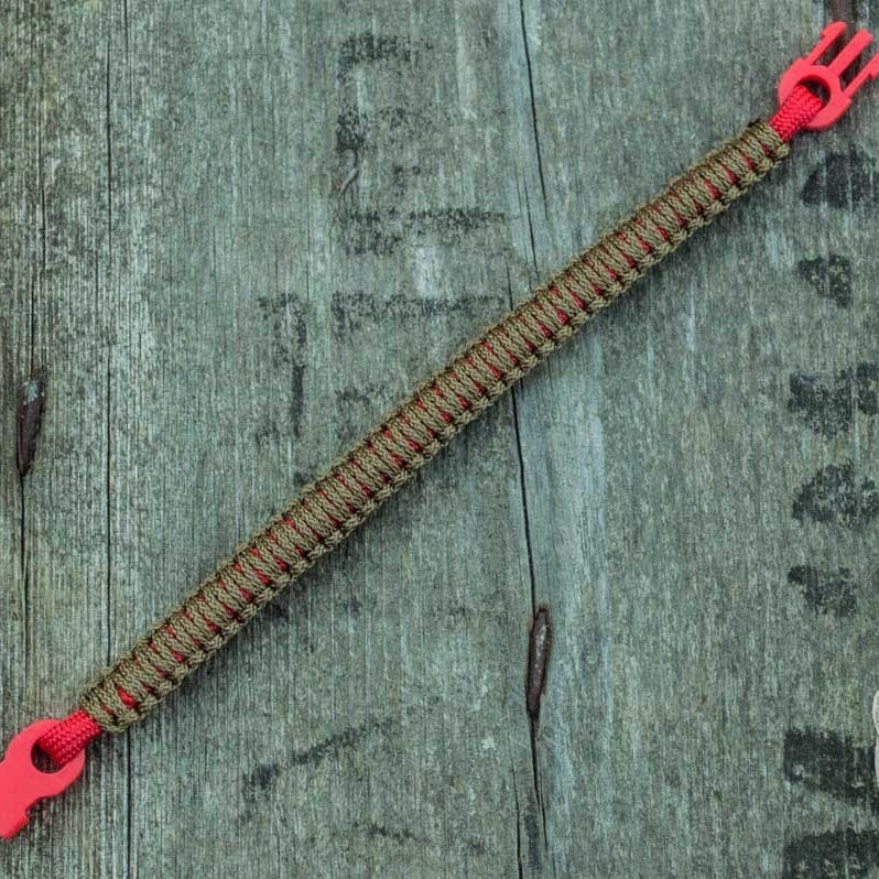 Viking Olive with Red Survival Small Paracord Bracelet - VikingsBrand