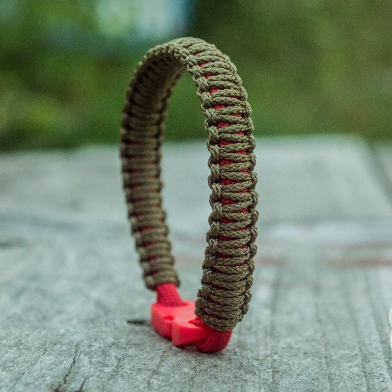 Viking Olive with Red Survival Small Paracord Bracelet - VikingsBrand
