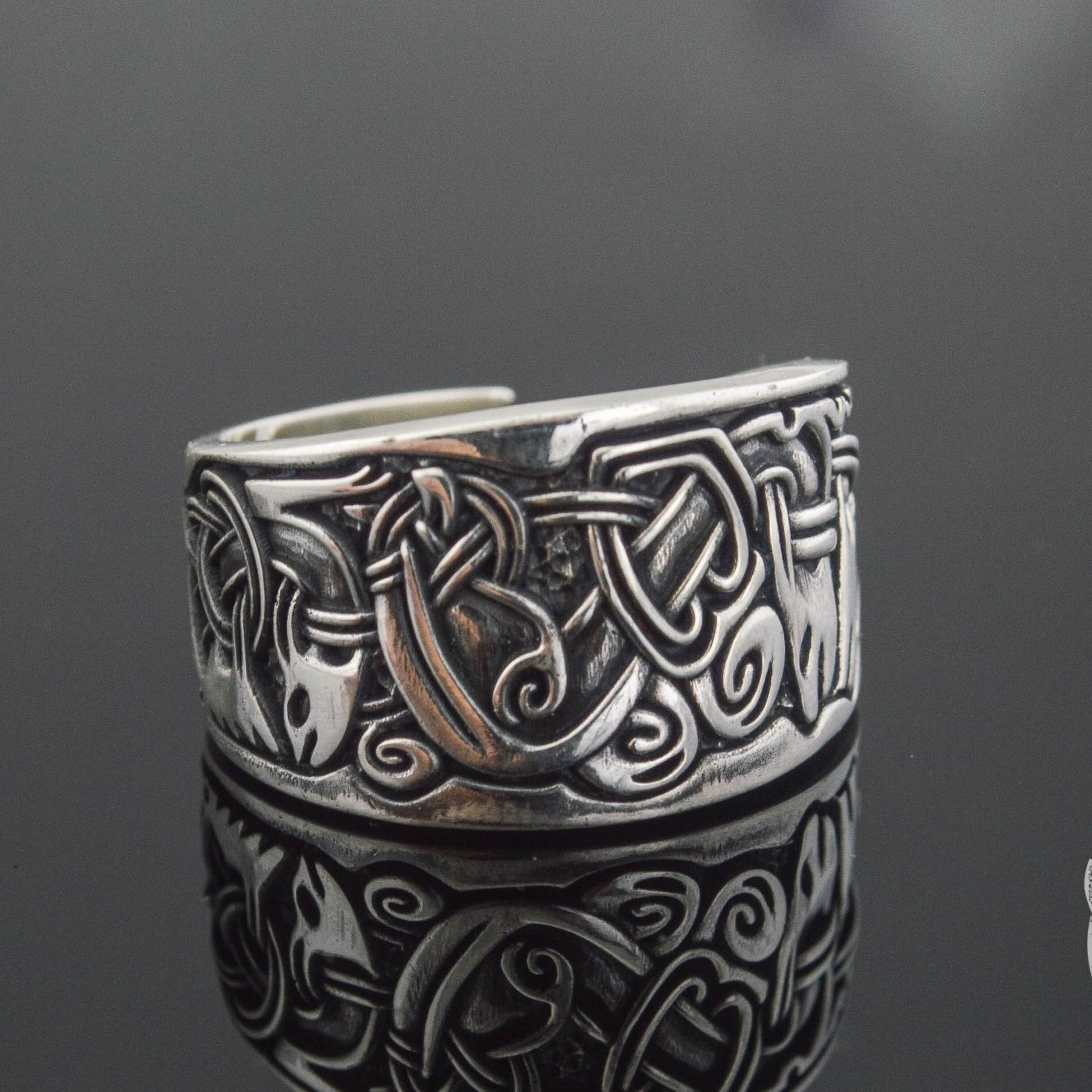 Viking Ornament 925 Sterling Silver Norse Ring - VikingsBrand