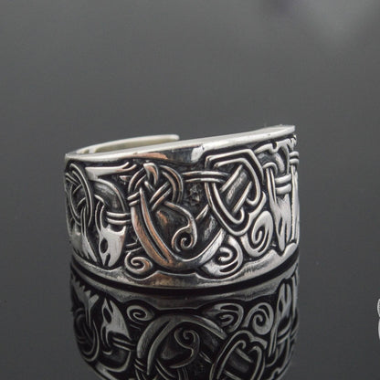 Viking Ornament 925 Sterling Silver Norse Ring - VikingsBrand