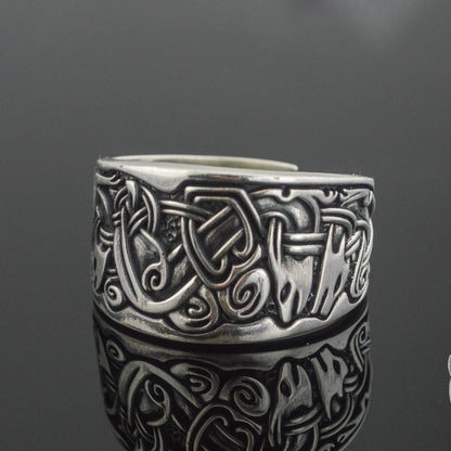 Viking Ornament 925 Sterling Silver Norse Ring - VikingsBrand