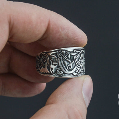 Viking Ornament 925 Sterling Silver Norse Ring - VikingsBrand