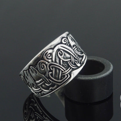 Viking Ornament 925 Sterling Silver Norse Ring - VikingsBrand
