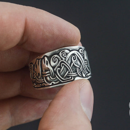 Viking Ornament 925 Sterling Silver Norse Ring - VikingsBrand