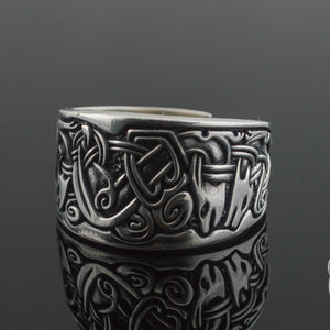 Nordischer Ring mit Wikinger-Ornament aus 925er Sterlingsilber