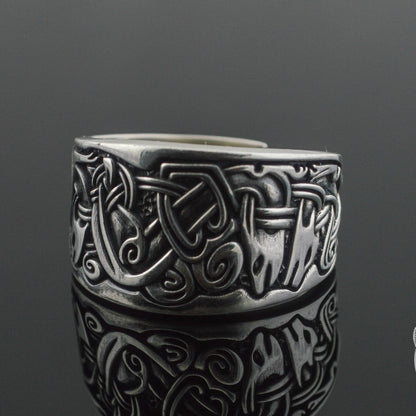 Viking Ornament 925 Sterling Silver Norse Ring - VikingsBrand