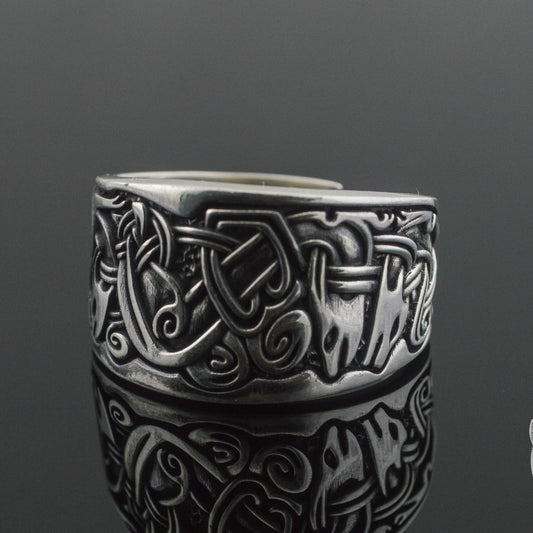 Viking Ornament 925 Sterling Silver Norse Ring - VikingsBrand