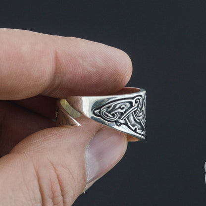 Viking Ornament 925 Sterling Silver Norse Ring - VikingsBrand