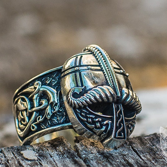 Viking Ornamental Helmet 925 Sterling Silver Viking Ring - VikingsBrand
