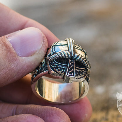 Viking Ornamental Helmet 925 Sterling Silver Viking Ring - VikingsBrand