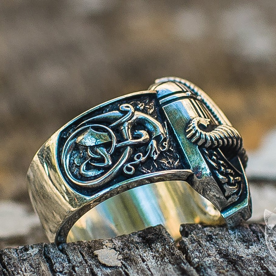 Viking Ornamental Helmet 925 Sterling Silver Viking Ring - VikingsBrand