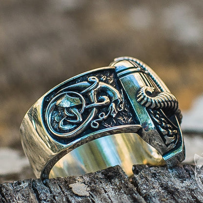 Viking Ornamental Helmet 925 Sterling Silver Viking Ring - VikingsBrand