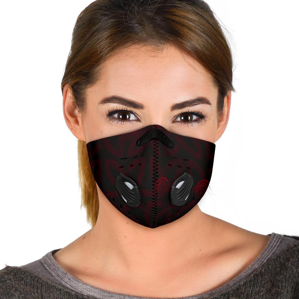 Viking Pattern Premium Face Mask Cover - Red
