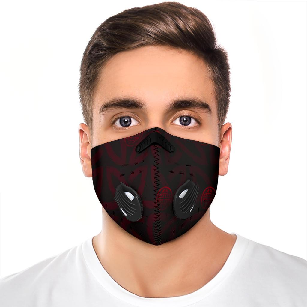 Viking Pattern Premium Face Mask Cover - Red