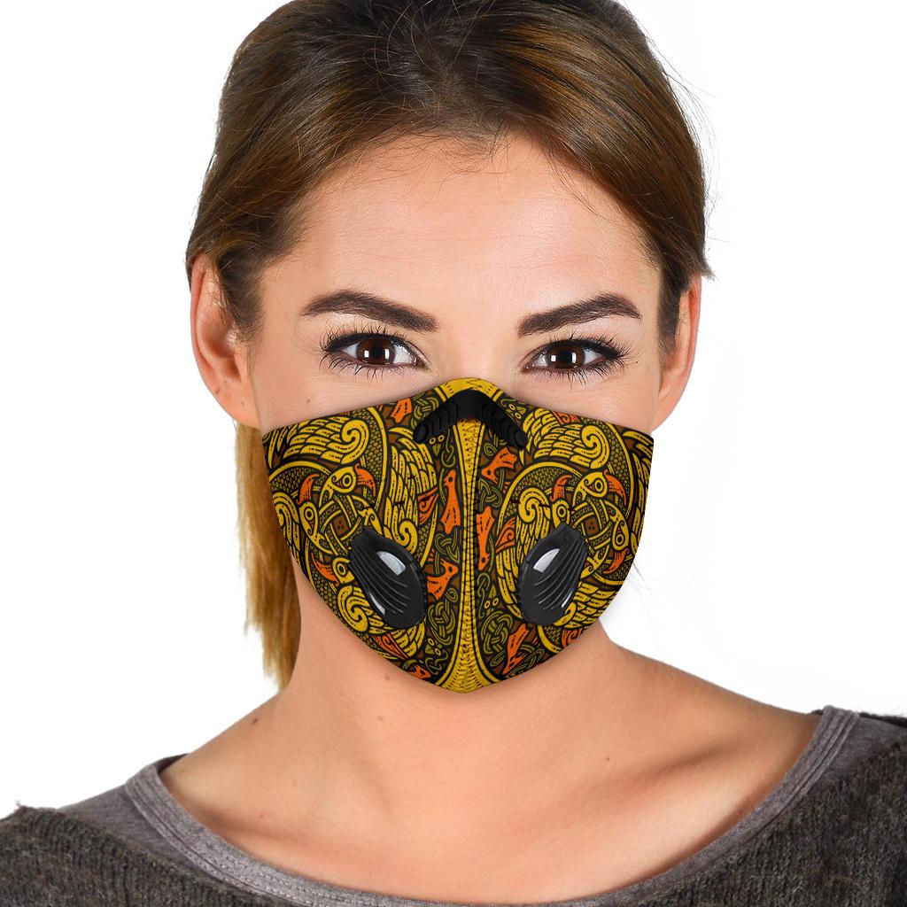 Viking Pattern Premium Face Mask Cover - Gold