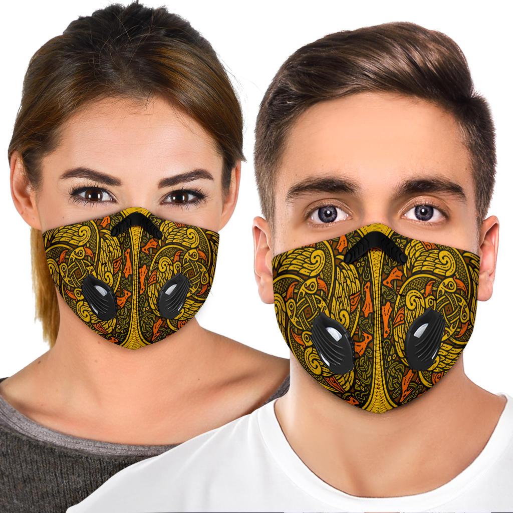 Viking Pattern Premium Face Mask Cover - Gold