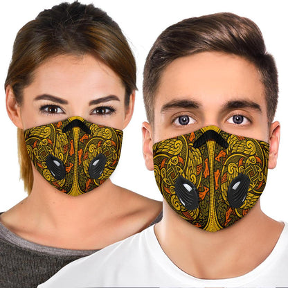 Viking Pattern Premium Face Mask Cover - Gold