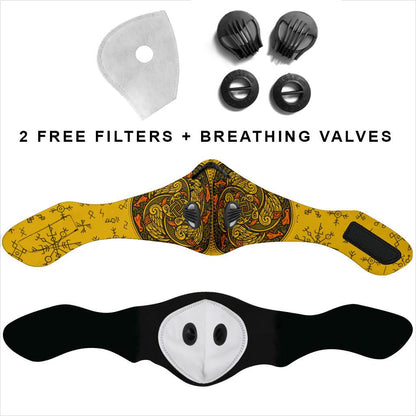 Viking Pattern Premium Face Mask Cover - Gold
