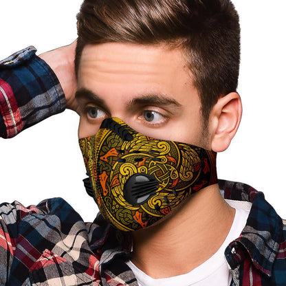 Viking Pattern Premium Face Mask Cover - Gold