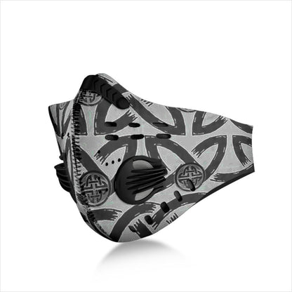 Viking Pattern Premium Face Mask Cover - Silver