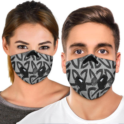 Viking Pattern Premium Face Mask Cover - Silver