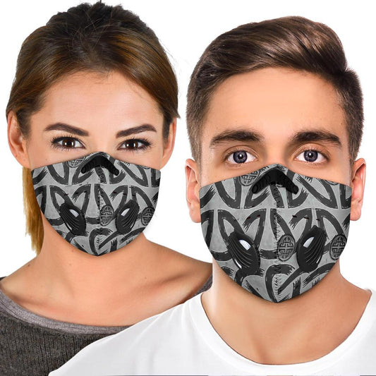 Viking Pattern Premium Face Mask Cover - Silver