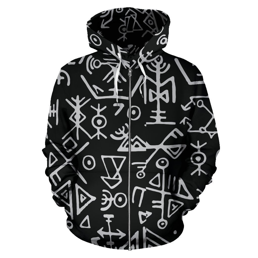 Viking Pattern Zip Up Hoodie - VikingsBrand