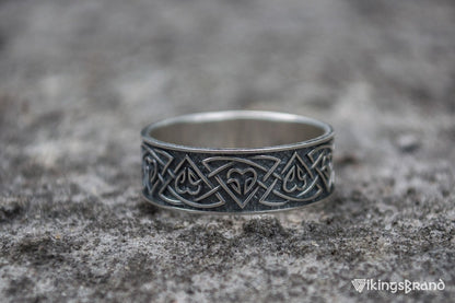 Viking Ring with Norse Ornament Sterling Silver Viking Jewelry