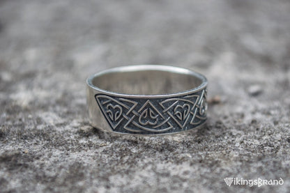 Viking Ring with Norse Ornament Sterling Silver Viking Jewelry