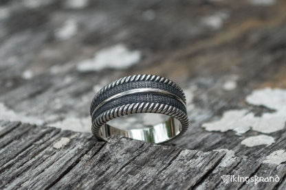 Viking Ring with Ornament Viking Sterling Silver Pagan Ring