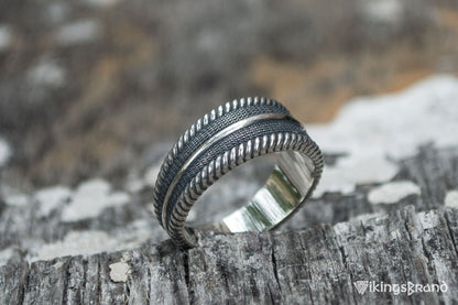 Viking Ring with Ornament Viking Sterling Silver Pagan Ring