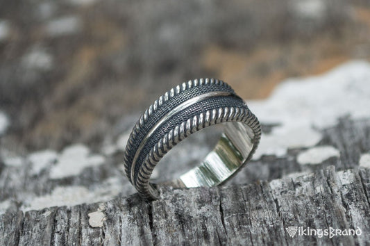 Viking Ring with Ornament Viking Sterling Silver Pagan Ring
